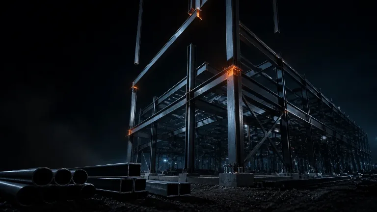 Structural steel profiles and rebar used in Ethiopian commercial construction